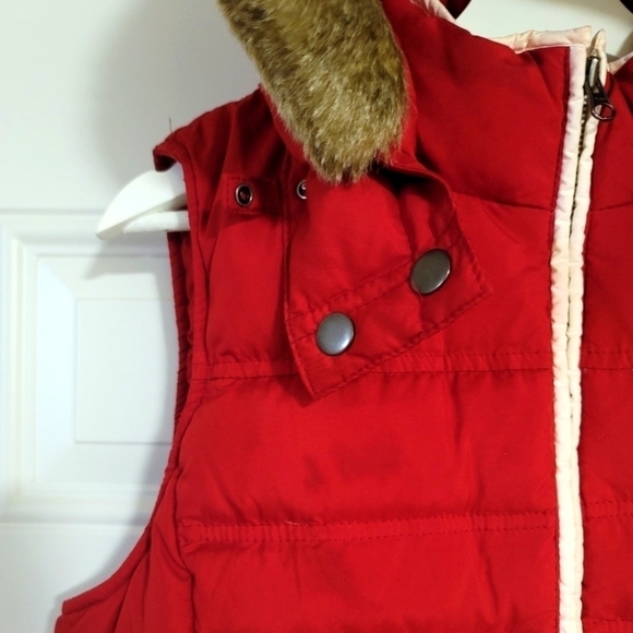 Ann Taylor Loft Puffer Down Vest Removable Hood in Red Size Medium - Picture 3 of 11